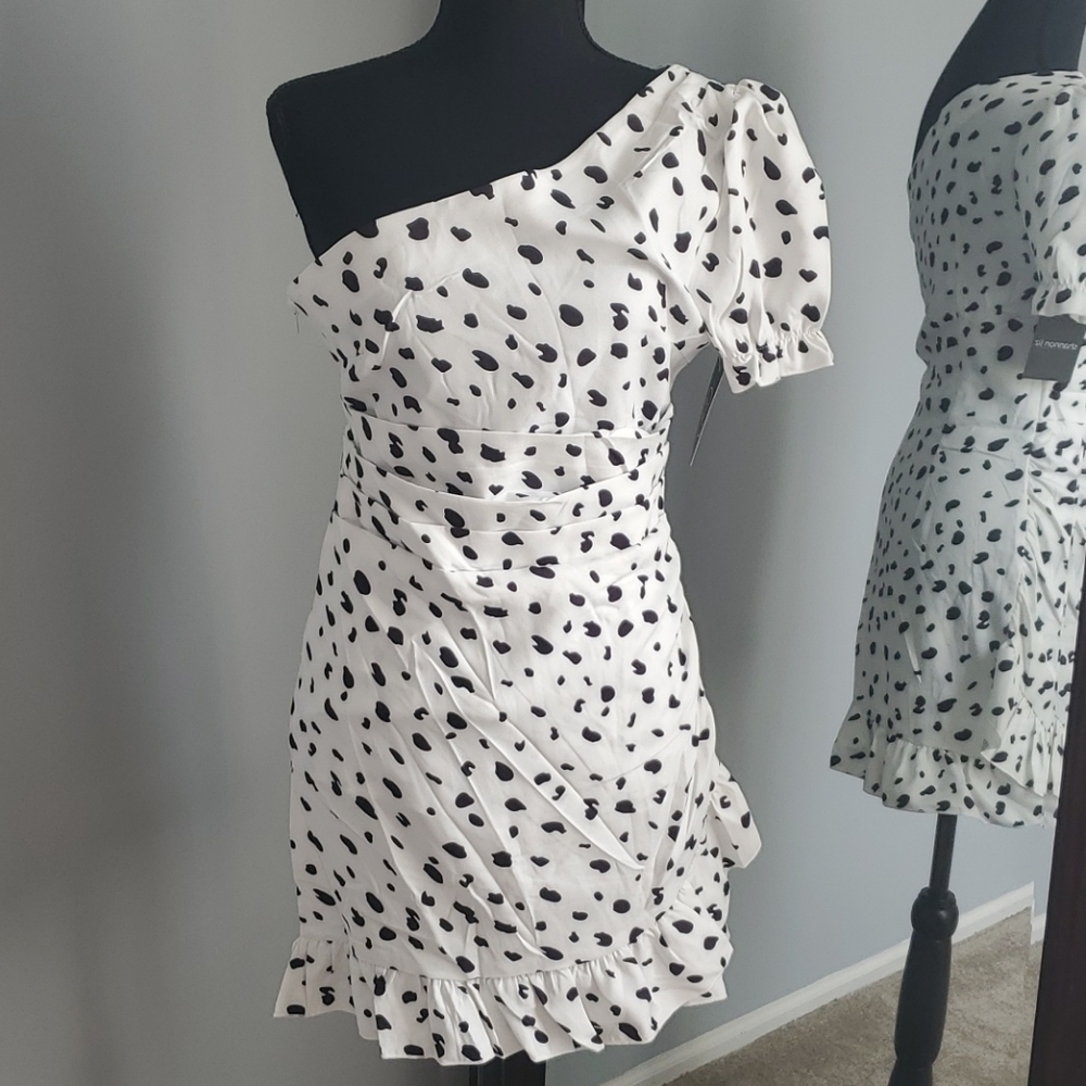 One Sleeve Print Dress